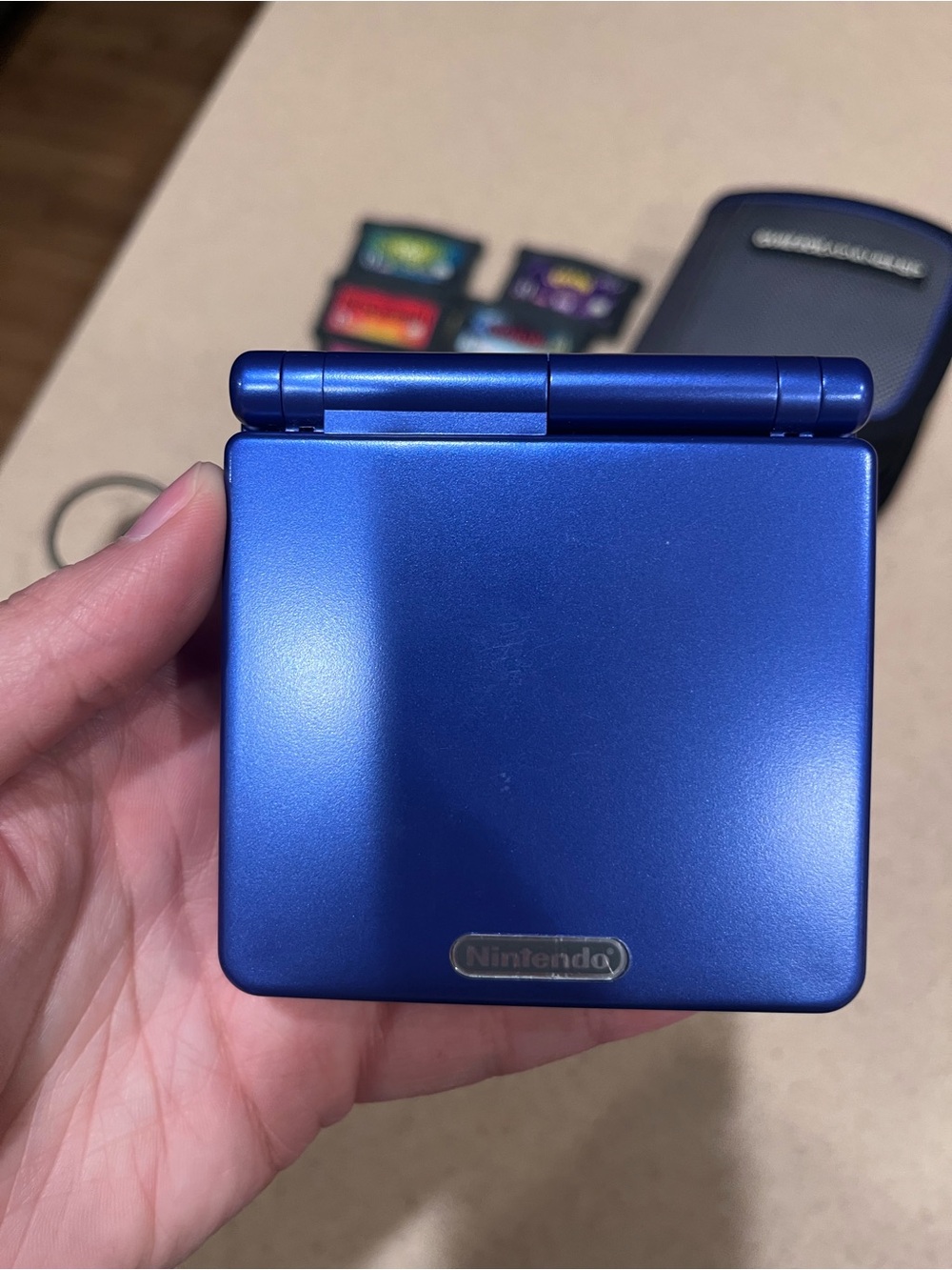 Nintendo Game Boy Advance SP - Metallic Blue Handheld with Case & Games - Picture 2 of 5